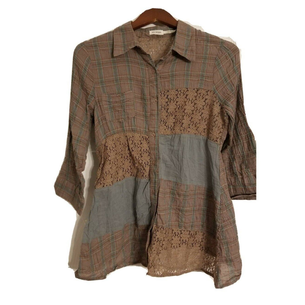 Blu Pepper Fit & Flare Plaid Button Up L